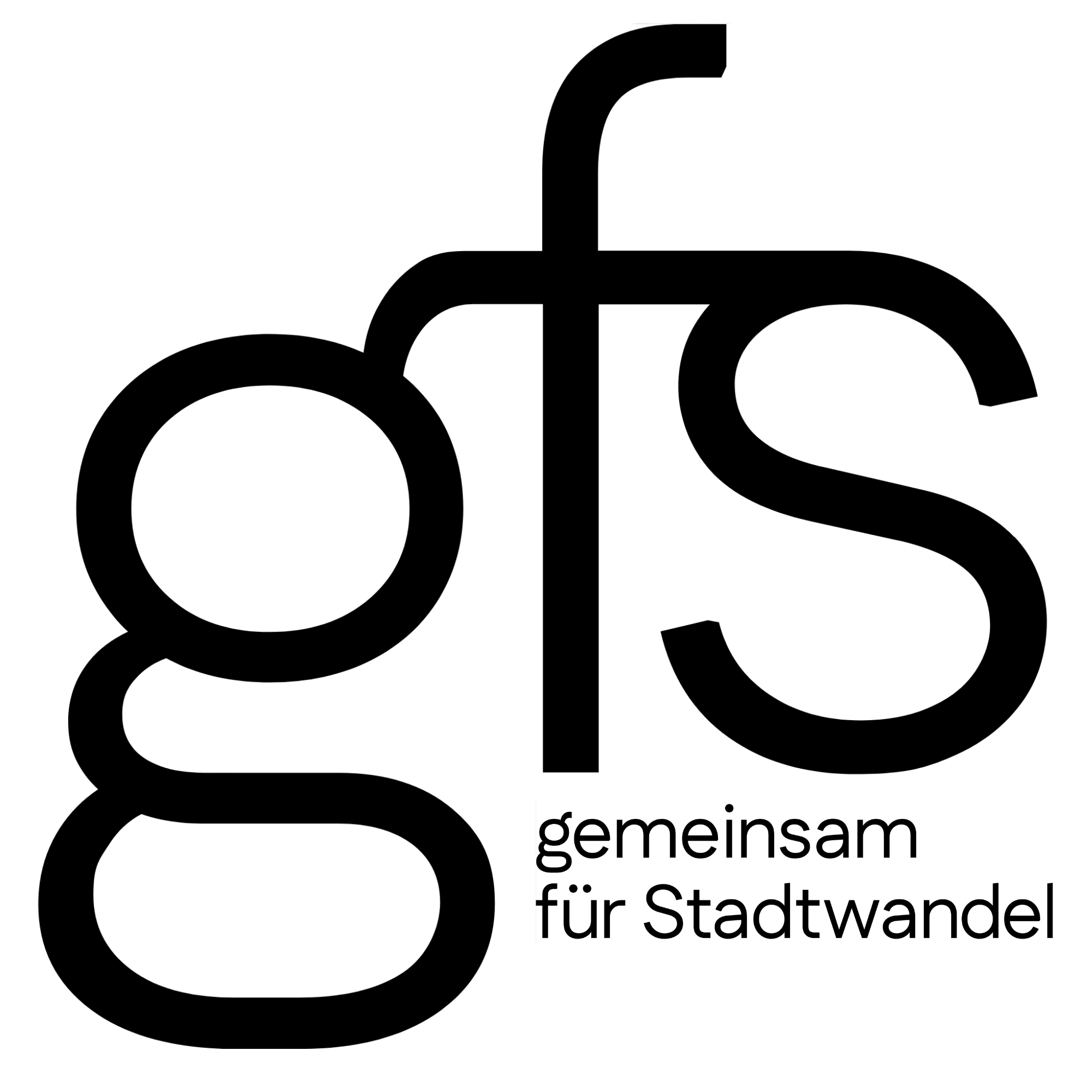 Logo-Schriftzug gfs mit kleinem Untertitel gemeinsam für Stadtwandel